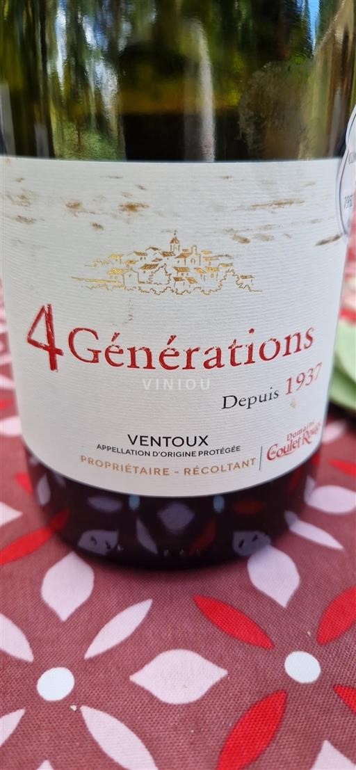 Rhônen laakso Ventoux Domaine Coulet Rouge 4 Générations 2020