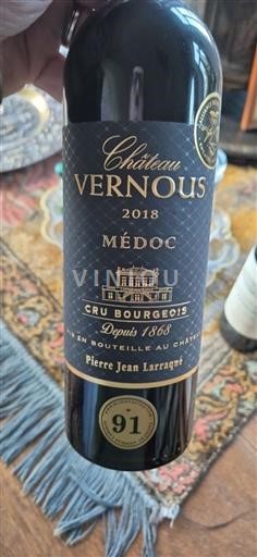 Bordeaux Médoc Grand Cru Château Vernous 2018