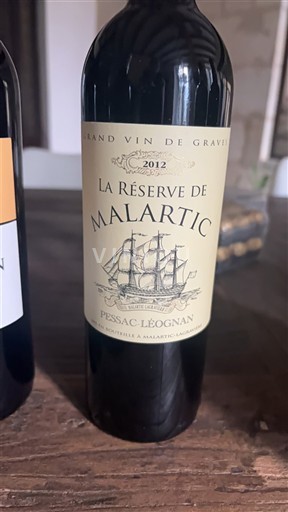Bordeaux Pessac-Léognan Château Malartic-Lagravière La Réserve de Malartic 2012