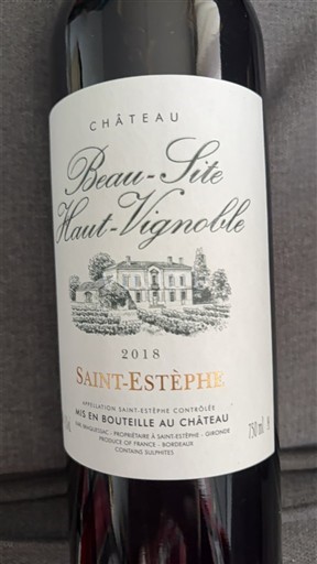 Bordeaux Saint-Estèphe Beausite Haut Vignoble 2018