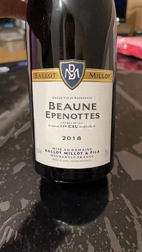 Borgonha Beaune Premier Cru Ballot Millot & Fils Epenottes 2018