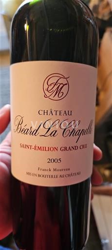 Bordéus Saint-Émilion Grand Cru Château Béard La Chapelle 2005
