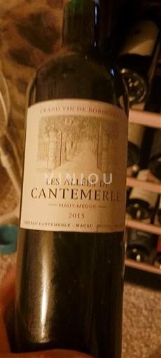 Bordeaux Haut-Médoc Château Cantemerle Les Allées de Cantemerle 2015