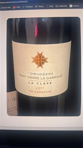 Languedoc La Clape Commanderie Saint Pierre la Garrigue Cru d'Exception 2017