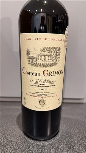 Bordeaux Castillon-côtes-de-bordeaux Château Grimon 2016