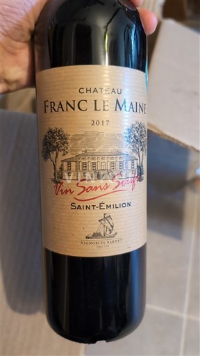 Bordeaux Saint-Émilion Château Franc Le Maine Vin Sans Soufre 2017