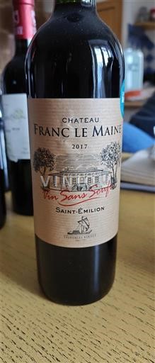 Bordeaux Saint-Émilion Château Franc Le Maine Vin Sans Soufre 2017