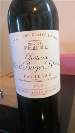 Bordeaux Pauillac Grand Cru Château Hautbages Libéral 1999