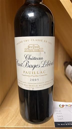 Bordeaux Pauillac Grand Cru Château Hautbages Libéral 2005