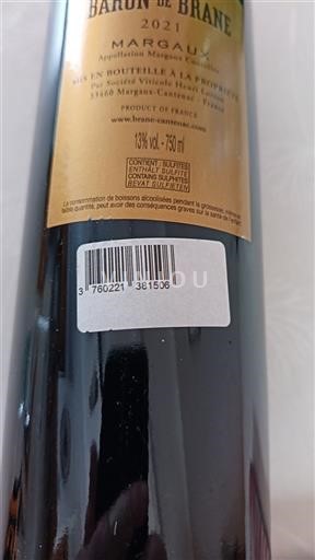 Bordeaux Margaux Château Brane-Cantenac Baron de Brane 2021