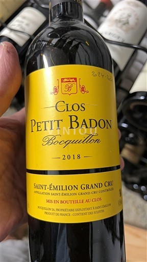 Bordeaux Saint-Émilion Grand Cru Grand Cru Clos Petit Badon Bocquillon 2018