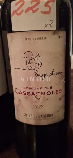 Sud-Ovest Côtes de Gascogne Domaine Des Cassagnoles Rouge plaisir 2022