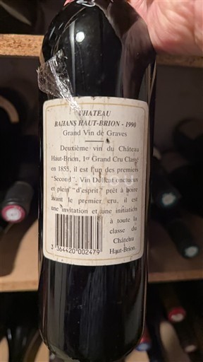 Bordeaux Pessac-Léognan Bahans Hautbrion 1990