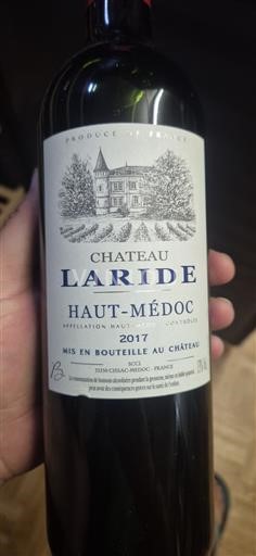 Vin Rouge sec Château Laride 2017 France Bordeaux Haut-Médoc AOC