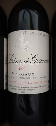 Bordeaux Margaux Château Giscours La Sirène de Giscours 2000