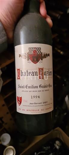 Vin Rouge sec Château Rozier 1994 France Bordeaux Saint-Émilion Grand Cru AOC Grand Cru
