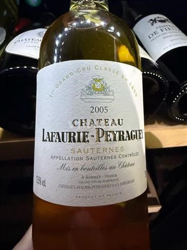 Bordeaux Sauternes Premier Cru Château Lafauriepeyraguey 2005