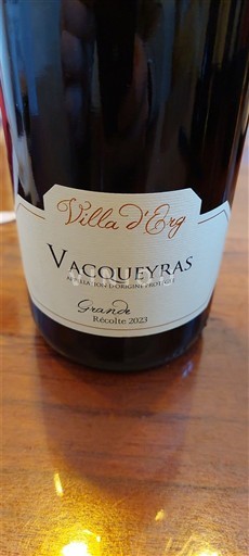 Rona dolina Vacqueyras Villa Erg Grande Récolte 2023