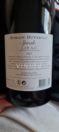 Rhône-dalen Lirac Romain Duvernay Spirale 2022