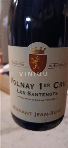 Vin Rouge sec Les Santenots Nudant Jean-René 2020 France Bourgogne Volnay AOC Premier Cru