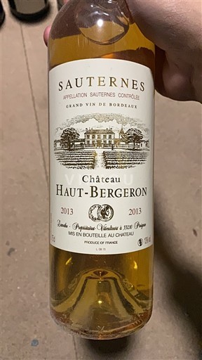 Bordeaux Sauternes Château Haut Bergeron 2013