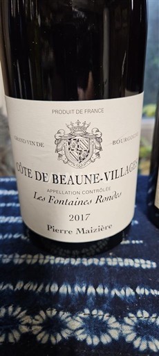 Burgundija Côte de Beaune Villages Pierre Maizière Les Fontaines Ronde 2017