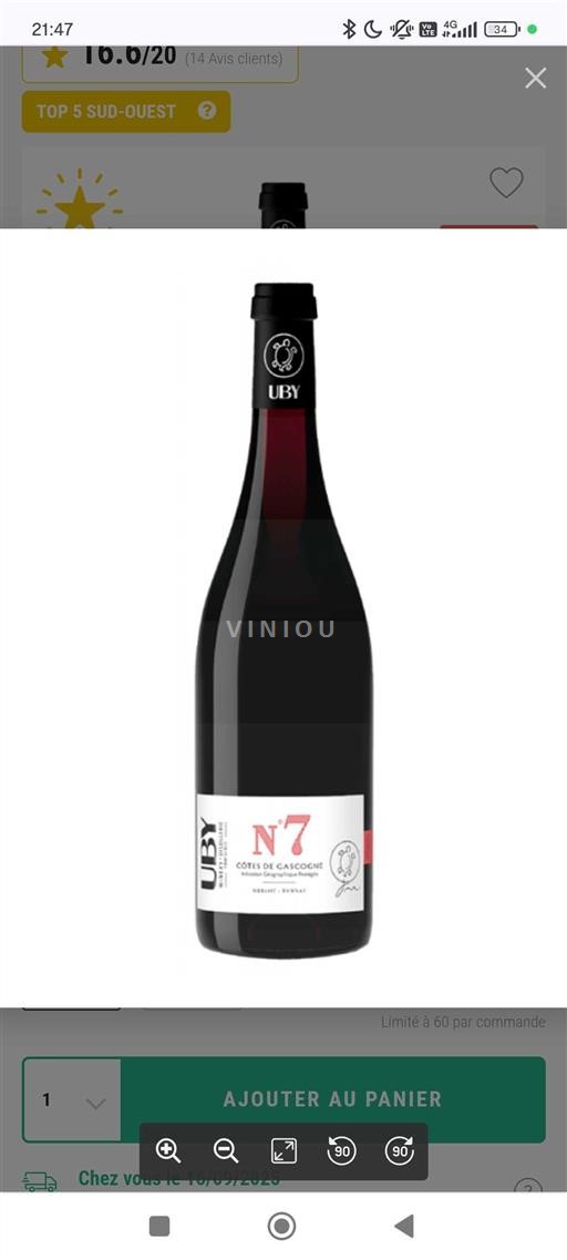 Sud-Ouest Côtes de Gascogne Domaine Uby N°7 2024
