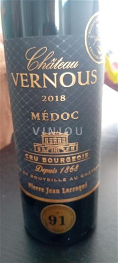 Bordeaux Médoc Cru Bourgeois Château Vernous 2018
