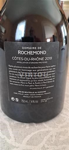 Valle del Rodano Côtes-du-Rhône Domaine Rochemond Chapitre 5 2019