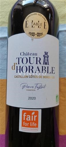 Bordeaux Castillon-côtes-de-bordeaux Château Tour Horable 2020