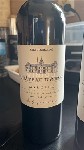 Bordeaux Margaux Cru Bourgeois Château Arsac 2017