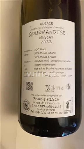 Alsácia Não especificado Francis Risch Gourmandise Muscat 2022