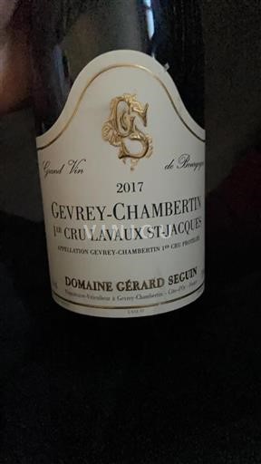 Burgundi Gevrey-Chambertin Premier Cru Domaine Gérard Seguin Lavaux St-Jacques 2017