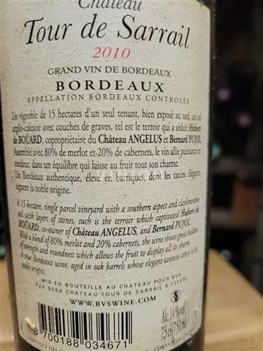 Bordeaux Château Tour De Sarrail 2010