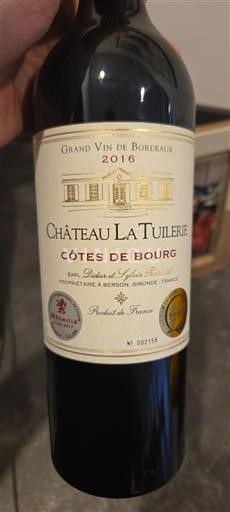 Bordeaux Côtes-de-bourg Château La Tuilerie 2016