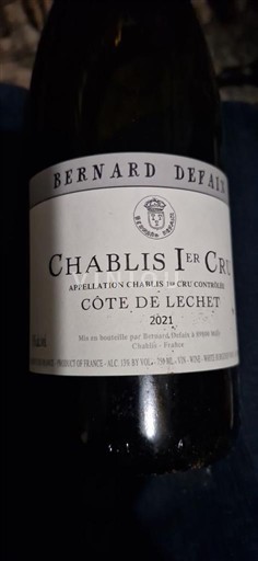 Vinuri Blanc sec Côte de Lechet Domaine Bernard Defaix 2021 Franța Burgundia Nespecificat AOC Premier Cru