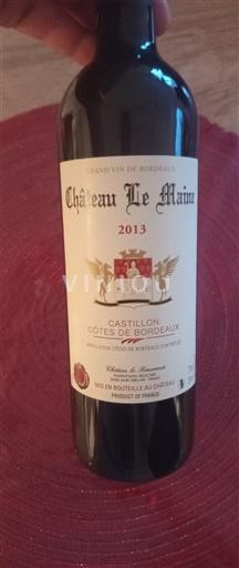 Bordeaux Castillon-côtes-de-bordeaux Château Le Maine 2013