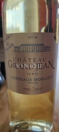 Vin Blanc moelleux Château Grand-Jean 2018 France Bordeaux AOC