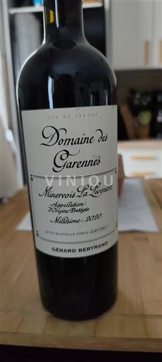 Vin Rouge sec Domaine Des Garennes 2020 France Languedoc Minervois-la-livinière AOC