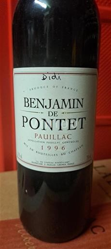 Bordeaux Pauillac Grand Cru Château Pontetcanet Benjamin de Pontet 1996