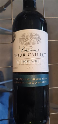 Verërat Rouge sec Grande Réserve Château Tour Caillet 2016 Francë Bordoja Bordo AOC