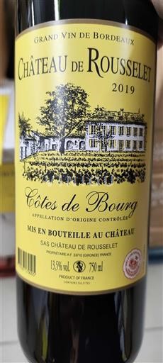 Bordéus Côtes-de-bourg Château Rousselet 2019