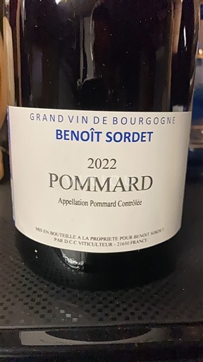 Borgogna Pommard Benoît Sordet 2022
