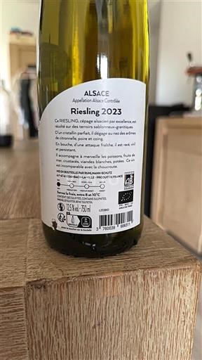 Vin Blanc sec Ruhlmannschutz 2023 France Alsace AOC