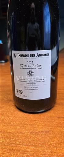 Vallée du Rhône Côtes-du-rhône Domaine Des Andrines 2022
