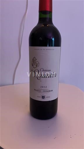 Bordeaux Pessac-Léognan Grand Cru Château Quantin 2012