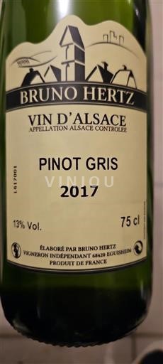 Alsácia Não especificado Bruno Hertz Pinot Gris 2017