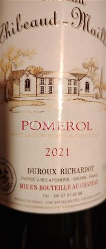 Bordeaux Pomerol Château Chibeaudmaillol 2021