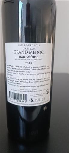 Burdeos Haut-Médoc Cru Bourgeois Château Grand Médoc 2018
