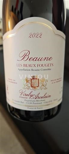Borgonha Beaune Grand Cru Virely Arcelin Les Beaux Fougets 2022